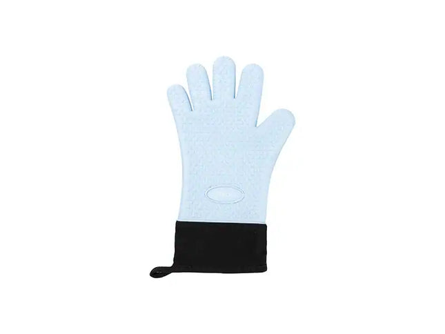 Heart Pattern Heat Resistant Silicone Gloves (Light Blue)
