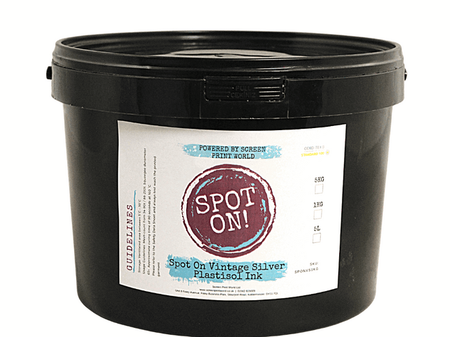 Spot On Vintage Silver Plastisol Ink - Approx. Pantone colour-877c